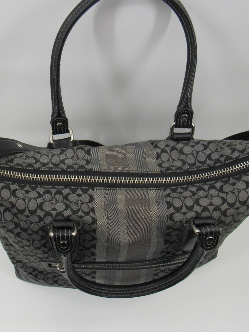 Coach Women's Signature Stripe Convertible Satchel with Shoulder Strap Handbag - Picture 3 of 13